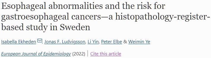 Eur J Epidemiol：與食管癌風險升高密切相關(guān)的的食管病變