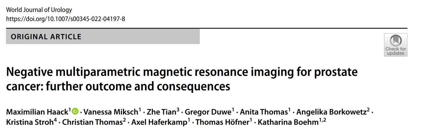 World J Urol：mpMRI陰性時(shí)患前列腺癌的預(yù)測(cè)因子調(diào)查