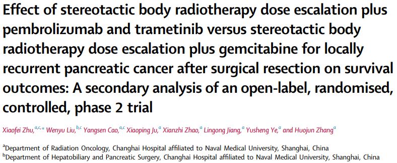 eClinicalMed：SBRT聯合派姆單抗和曲美替尼治療術后局部復發的胰腺癌