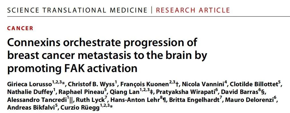 Science子刊：揭開乳腺癌的腦轉移通路，并提出潛在治療策略