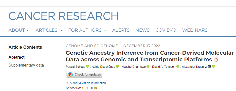 Cancer Res：科學家開發出能解碼癌癥祖先血統的新型軟件